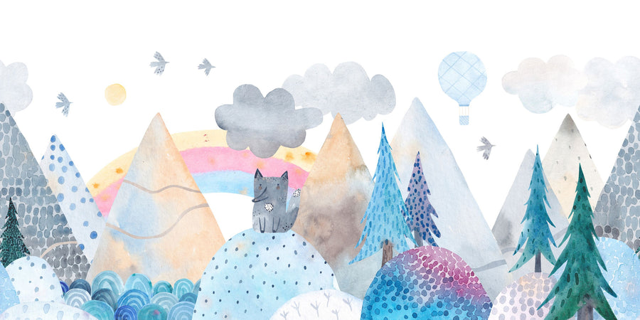 Baby Wolf Forest Mural Wallpaper