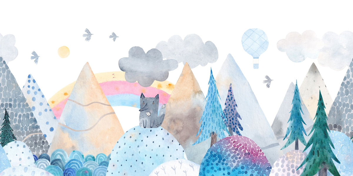 Baby Wolf Forest Mural Wallpaper - pure wallpaper artwork