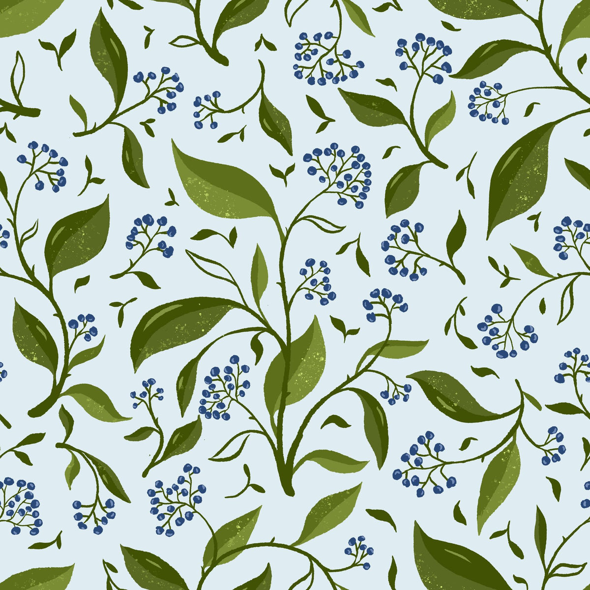 Winter Berries, Ice Blue Mural Wallpaper - pure wallpaper artwork