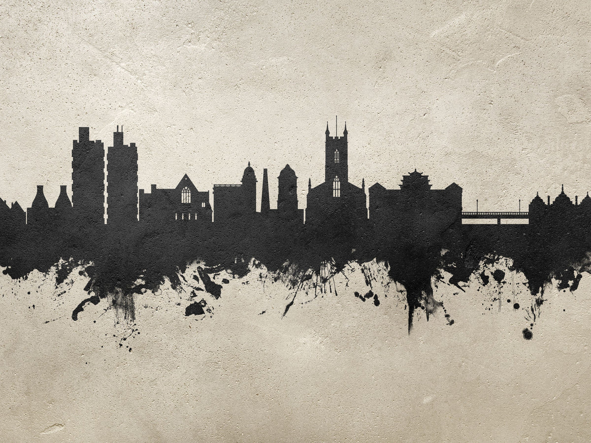 Stoke-on-Trent Skyline Concrete Mural Wallpaper - pure wallpaper artwork