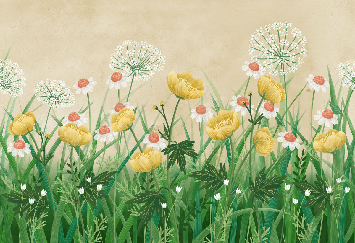 Buttercup Meadow, Sand Mural Wallpaper - pure wallpaper artwork