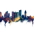 Ulaanbaatar Mongolia Skyline Blue & Bronze Mural Wallpaper - pure wallpaper artwork