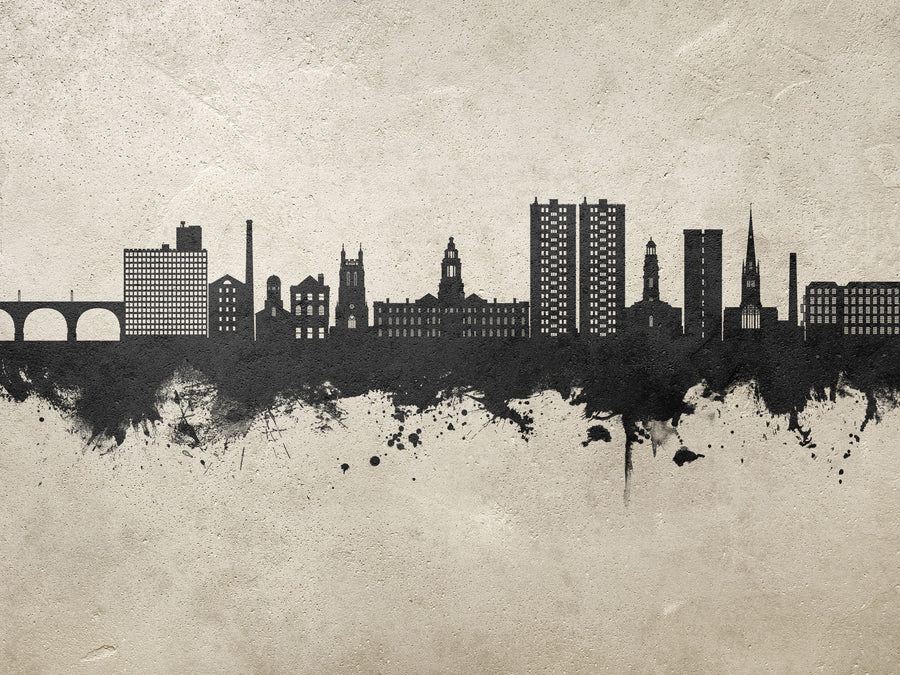 Stockport England Skyline Concrete Mural Wallpaper
