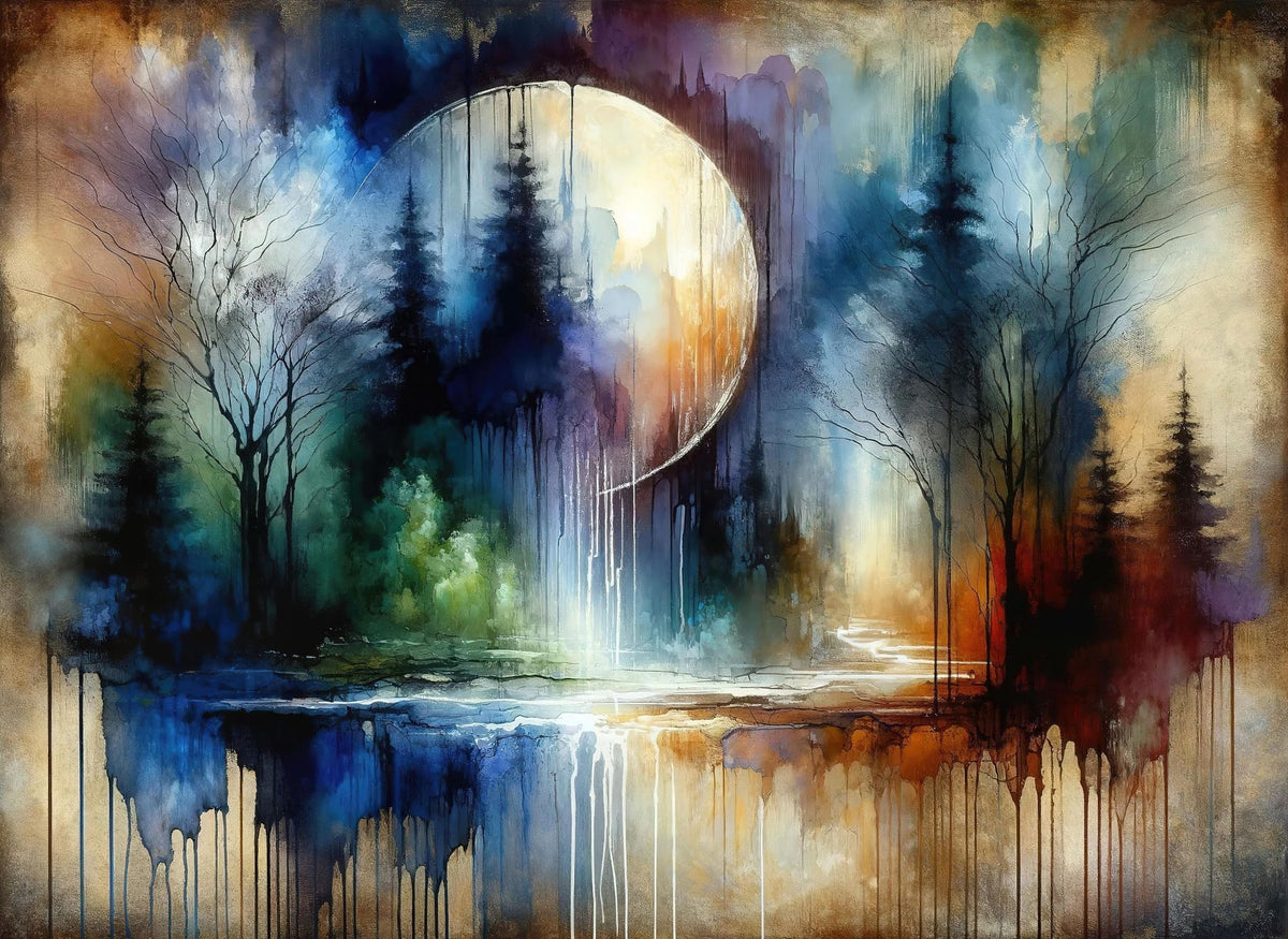 Watercolor Forest in Moonlight Mural Wallpaper - pure wallpaper artwork