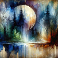 Watercolor Forest in Moonlight Mural Wallpaper - pure wallpaper artwork