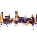 Wuppertal Germany Skyline Purple & Gold Mural Wallpaper - pure wallpaper artwork