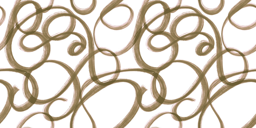 Curly Brush Lines, Beige Mural Wallpaper