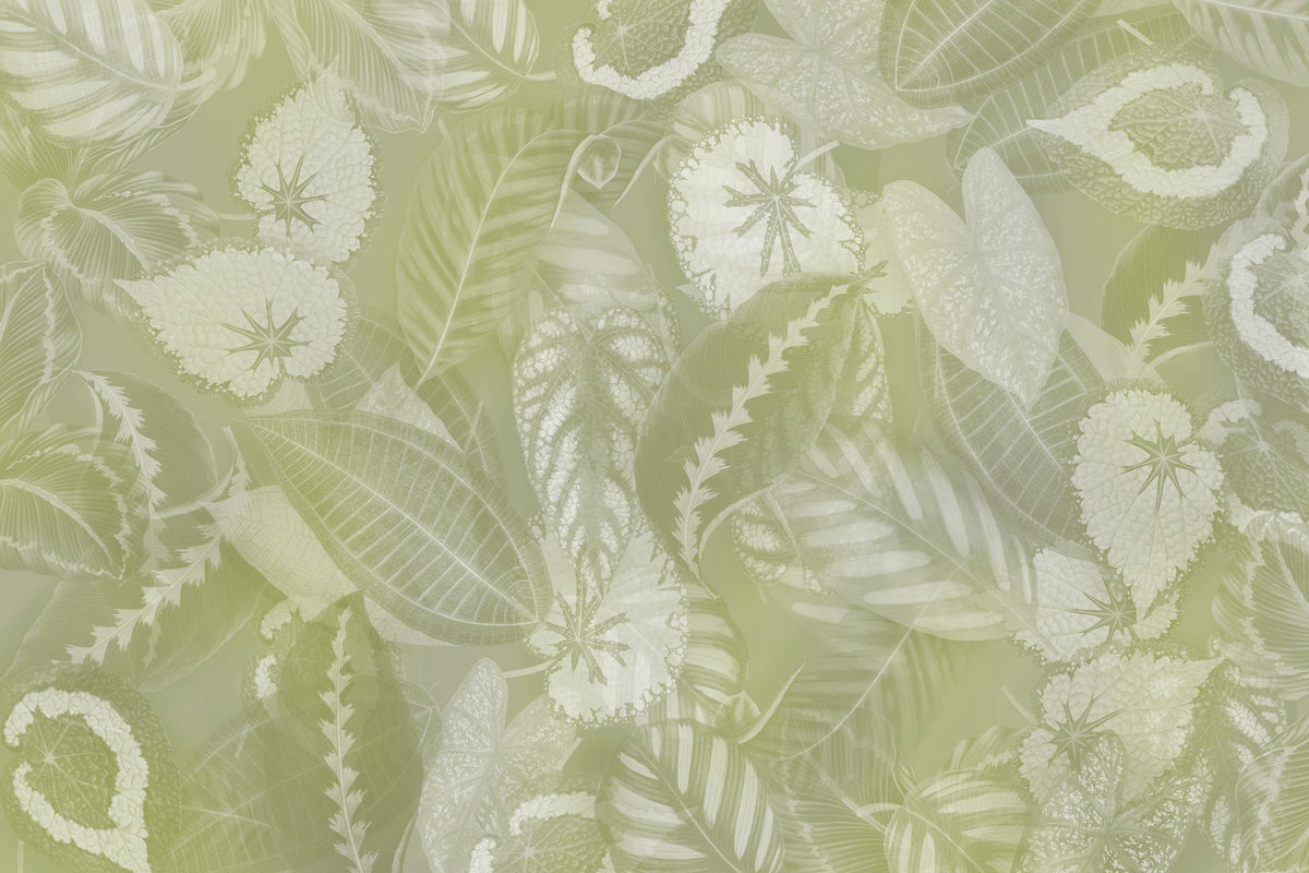 Secret Leaves Mural Wallpaper - Warm Tone - pure wallpaper artwork