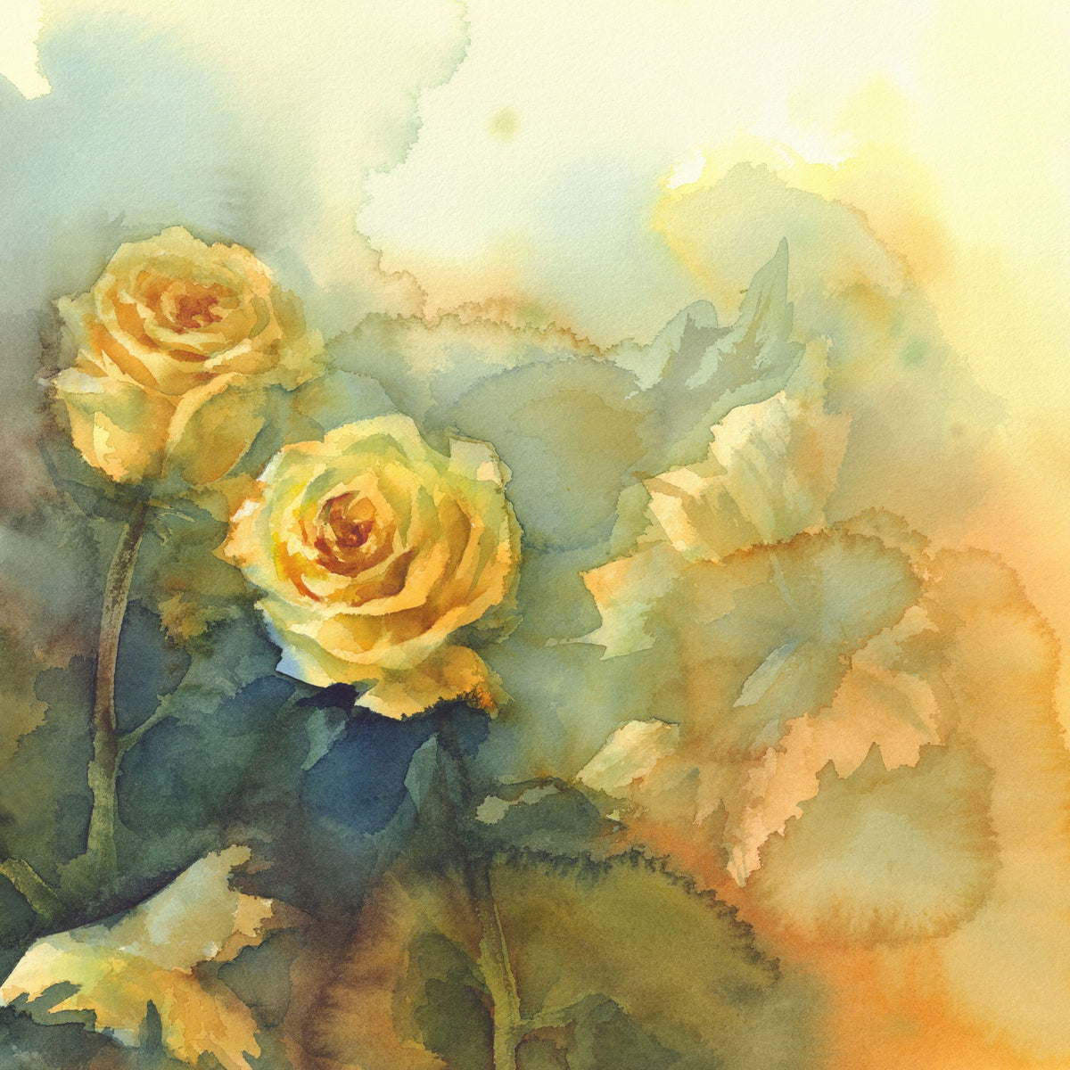 Floral Wallpaper Mural – Flower Wallpaper – Golden Rose Reverie
