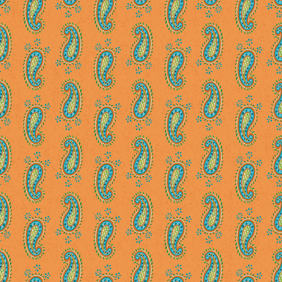 Paisley Thoughts Orange Mural Wallpaper