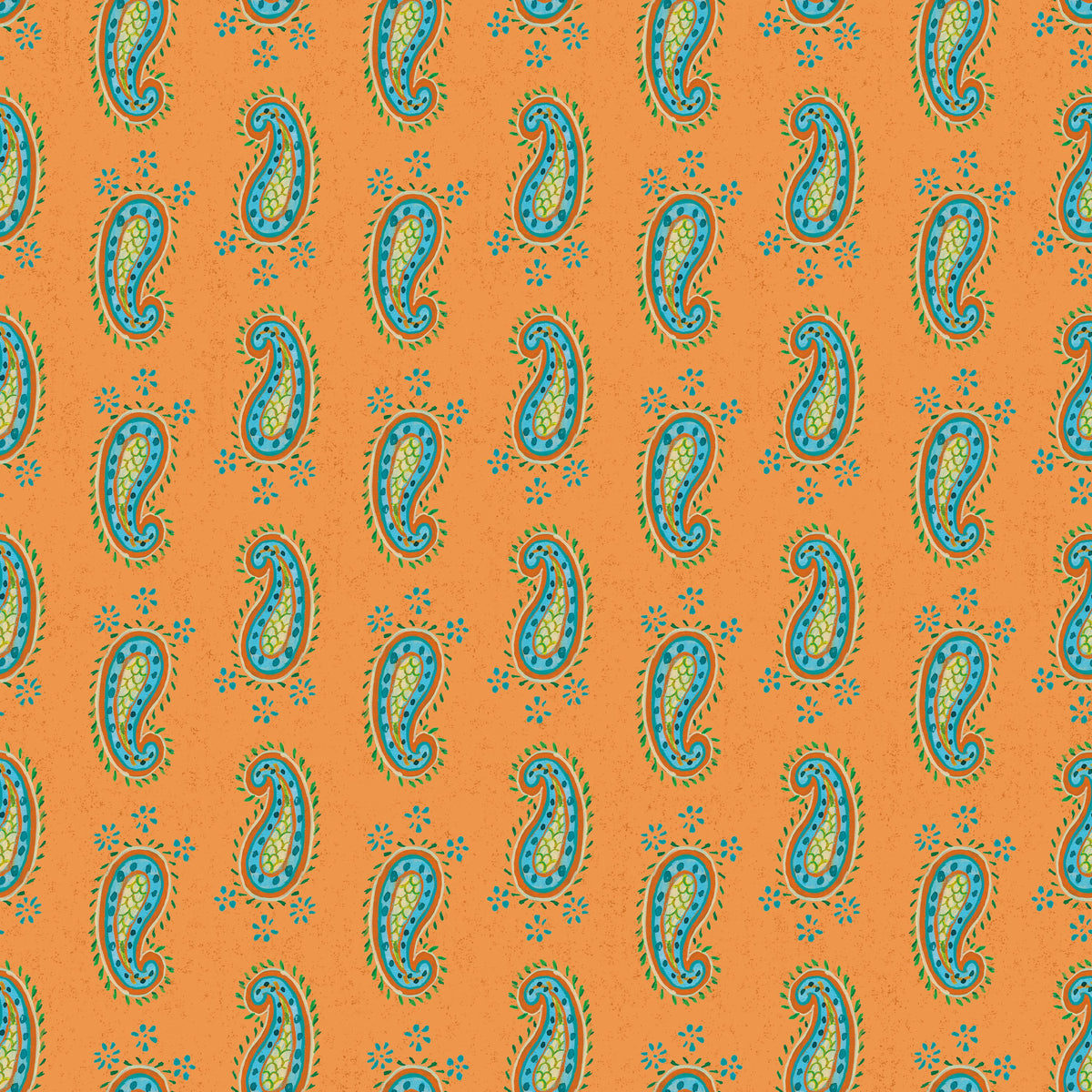 Paisley Thoughts Orange Mural Wallpaper - pure wallpaper artwork