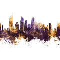 Gold Coast Australia Skyline Purple & Gold Mural Wallpaper - pure wallpaper artwork