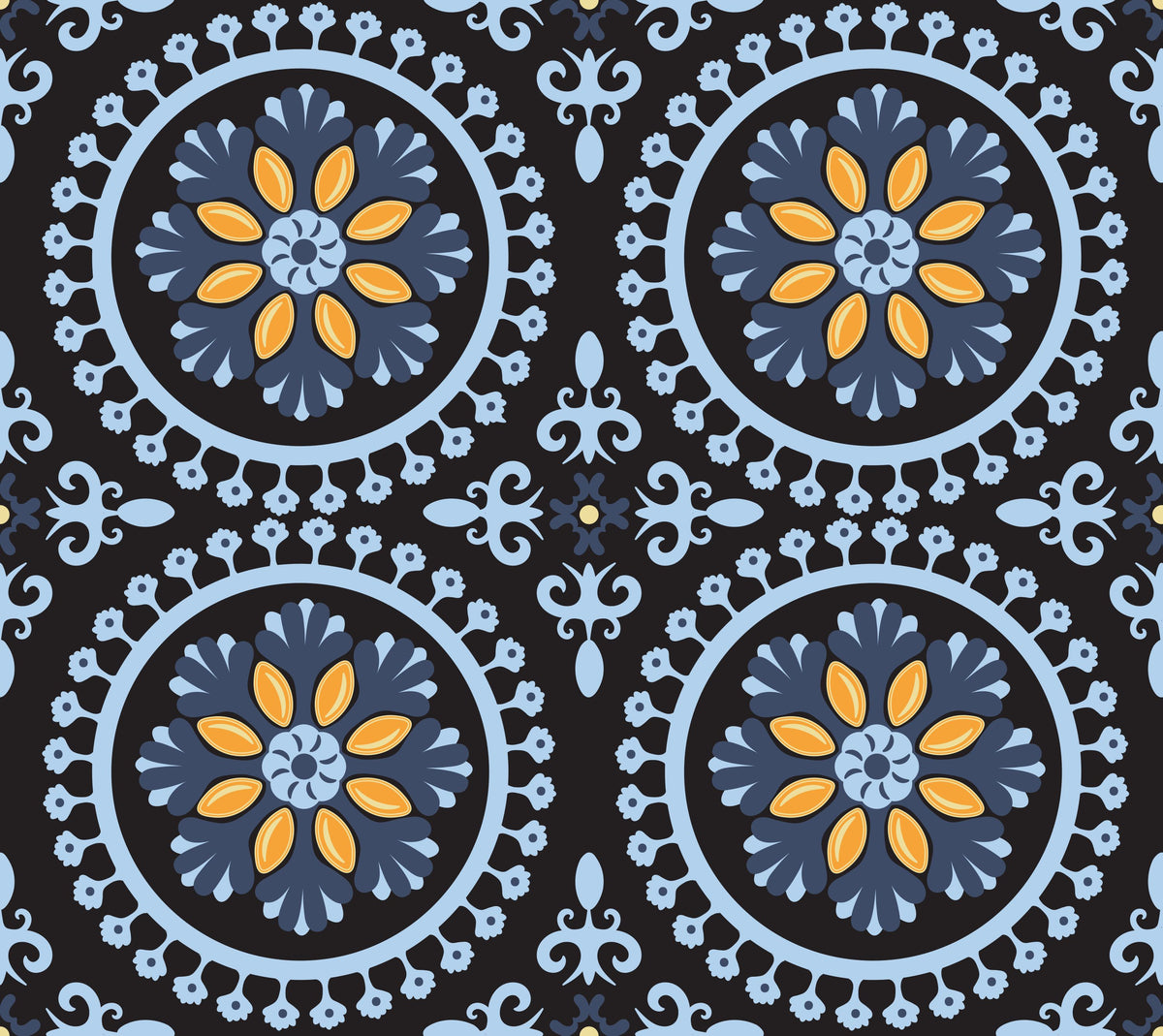 Geo Floral, Navy Mural Wallpaper - pure wallpaper artwork