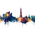 Reykjavík Skyline Blue & Bronze Mural Wallpaper - pure wallpaper artwork