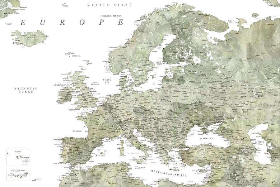 Europe Map Detailed - Livia Mural Wallpaper