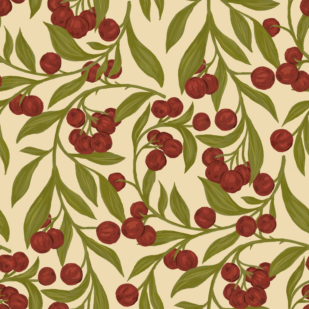 Autumn Berries, Red Mural Wallpaper - pure wallpaper artwork