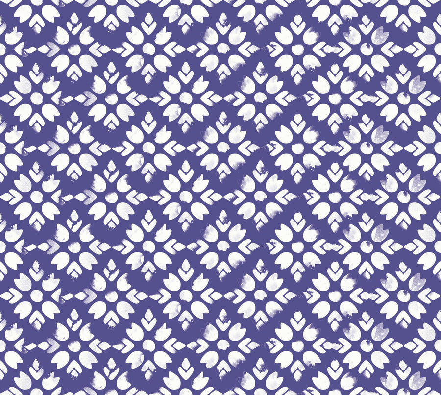 Botanical Stamps Blue Mural Wallpaper
