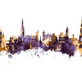 Derry Northern Ireland Skyline Purple & Gold Mural Wallpaper - pure wallpaper artwork