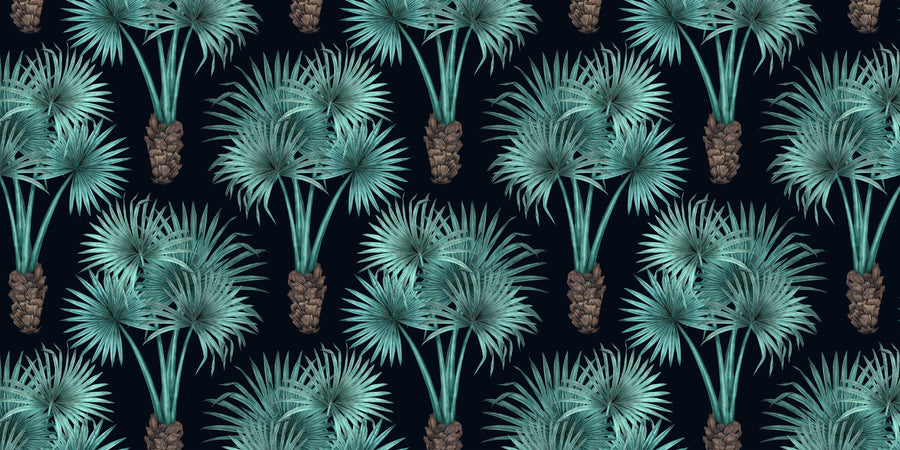 Elephant Ear Tree, Turqouise Mural Wallpaper