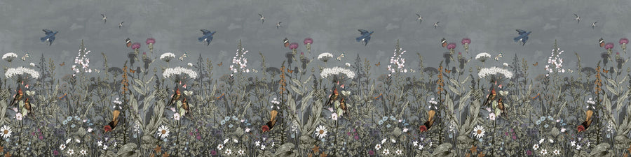 Meadow Finds Gray Mural Wallpaper