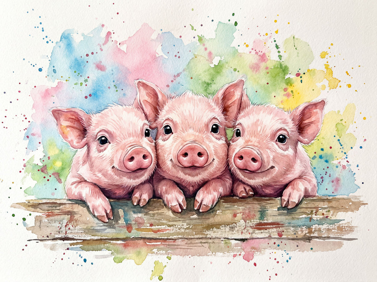 Piglets - Cute Baby Animals Series Mural Wallpaper - pure wallpaper artwork