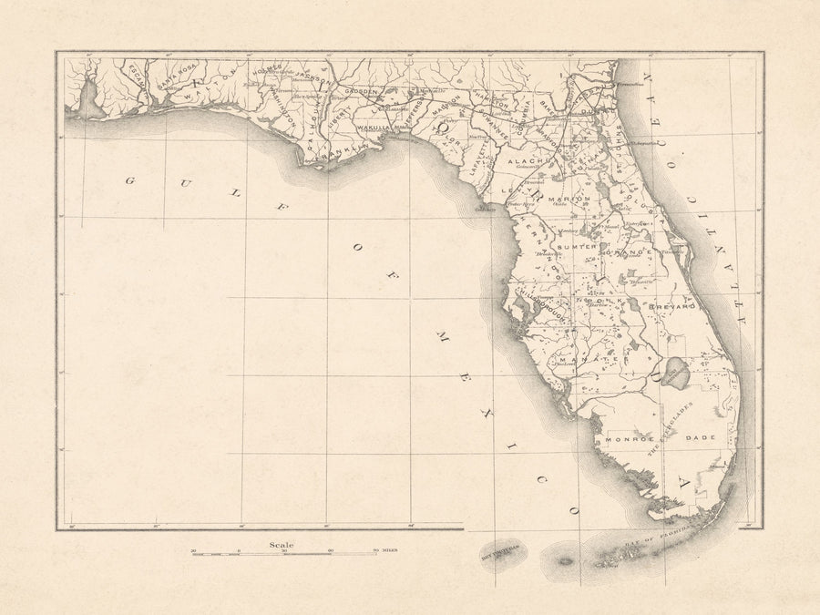 Vintage Florida Map Mural Wallpaper