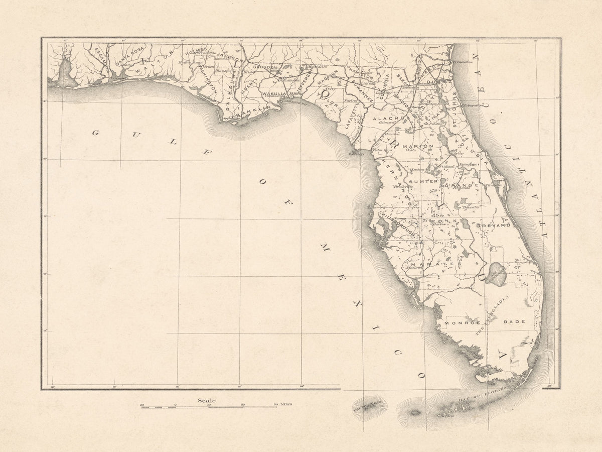 Vintage Florida Map Mural Wallpaper - pure wallpaper artwork