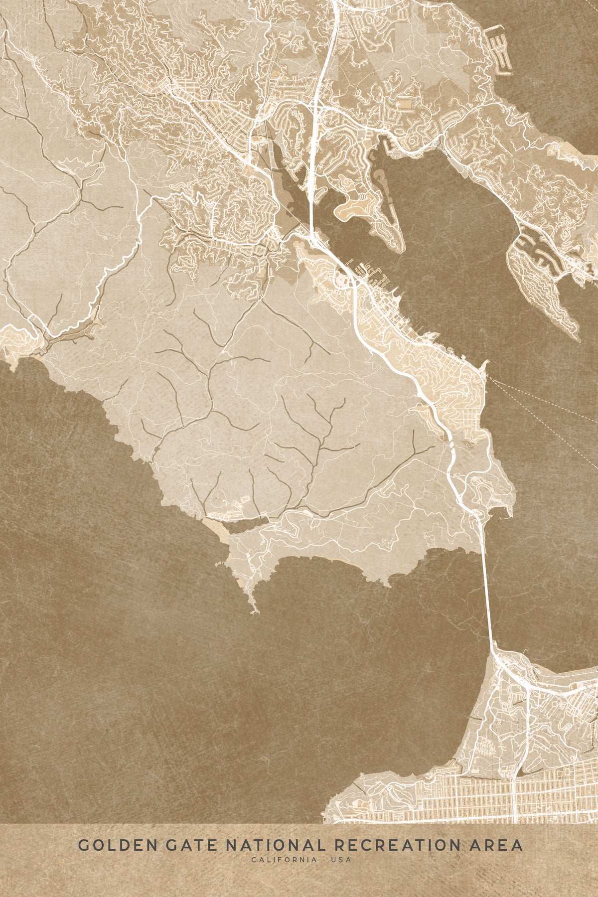 Golden Gate Recreation Area Ochre Mural Wallpaper - pure wallpaper artwork