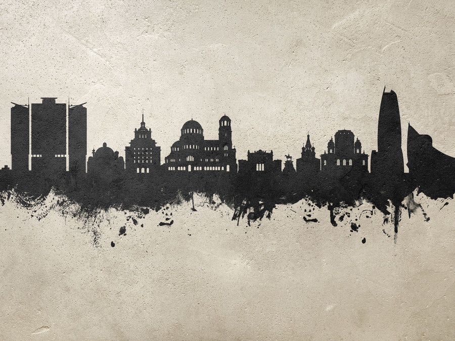 Sofia Bulgaria Skyline Concrete Mural Wallpaper