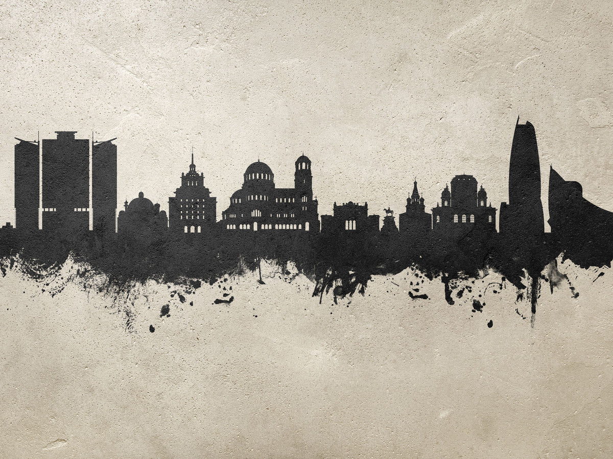 Sofia Bulgaria Skyline Concrete Mural Wallpaper - pure wallpaper artwork
