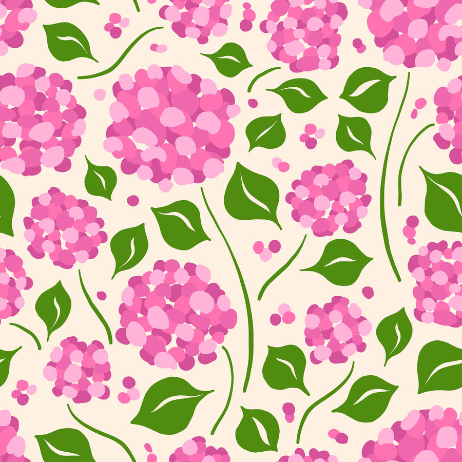 Cerise Hydrangeas Mural Wallpaper
