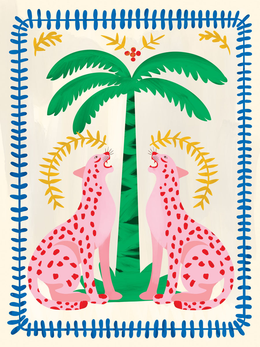 Pink Leopards Mural Wallpaper