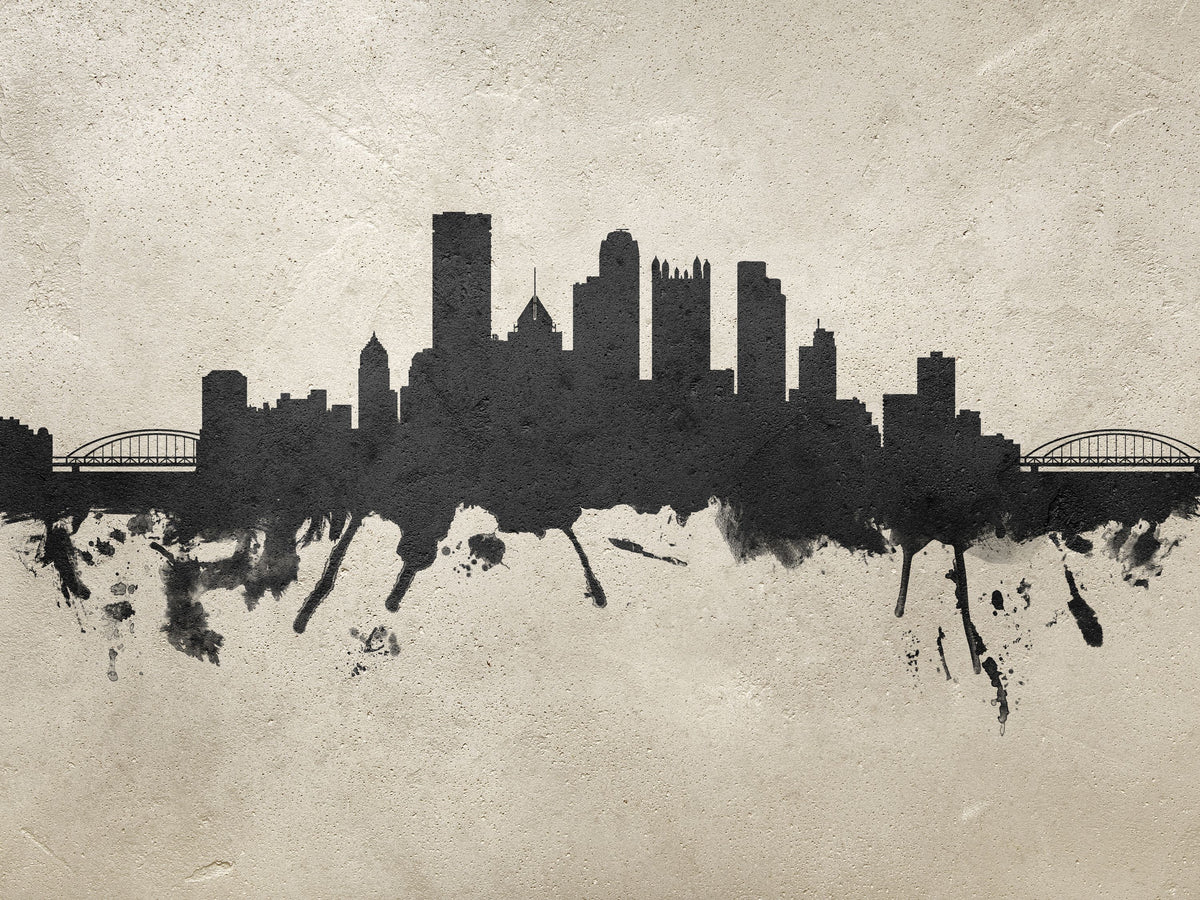 Pittsburg Pennsylvania Skyline Concrete Mural Wallpaper - pure wallpaper artwork