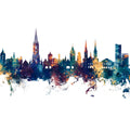 Freiburg Germnay Skyline Blue & Bronze Mural Wallpaper - pure wallpaper artwork