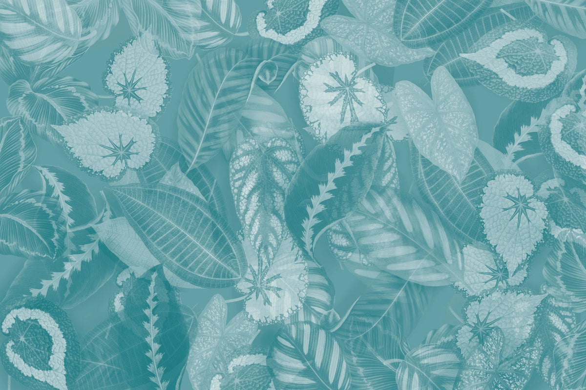 Secret Leaves Mural Wallpaper - Cool Tone - pure wallpaper artwork