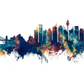 Sydney Australia Skyline Blue & Bronze Mural Wallpaper - pure wallpaper artwork