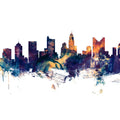 Columbus Ohio Skyline Blue & Bronze Mural Wallpaper - pure wallpaper artwork