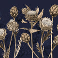 Artichoke Blooms, Navy Blue Mural Wallpaper - pure wallpaper artwork