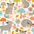 Friendly Foxes Mural Wallpaper - Purple Tone - pure wallpaper artwork
