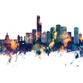 Edmonton Canada Skyline Blue & Bronze Mural Wallpaper - pure wallpaper artwork