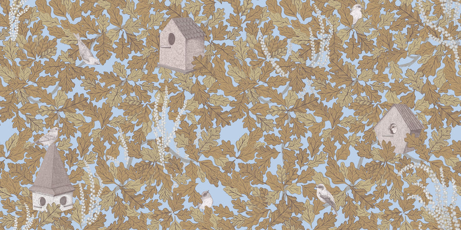 Bird House Oak, Autumn Mural Wallpaper