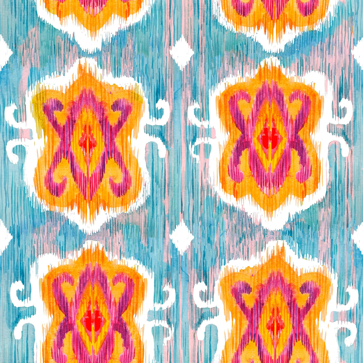 Purple Blossom Ikat Mural Wallpaper - pure wallpaper artwork