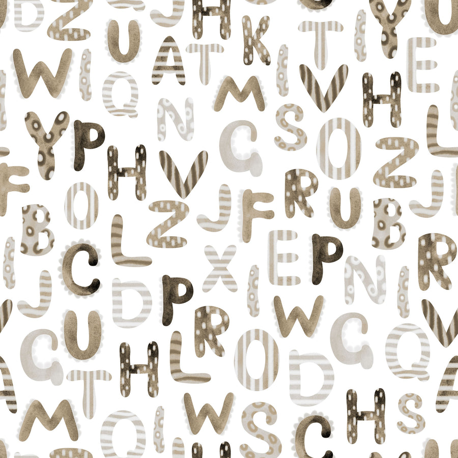 Happy Alphabet, Beige Mural Wallpaper