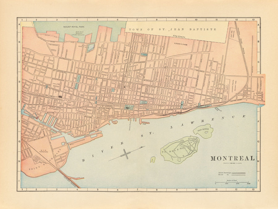 Map of Montreal Mural Wallpaper
