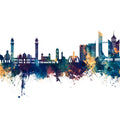 Faislabad Pakistan Skyline Blue & Bronze Mural Wallpaper - pure wallpaper artwork