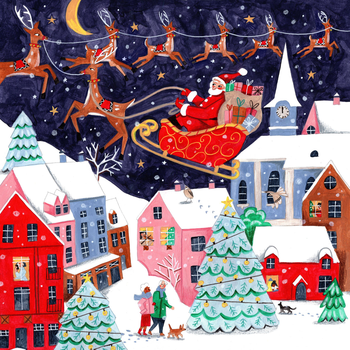 Santa and His Reindeers Mural Wallpaper - pure wallpaper artwork