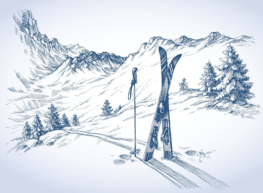 Backcountry Skiing Mural Wallpaper