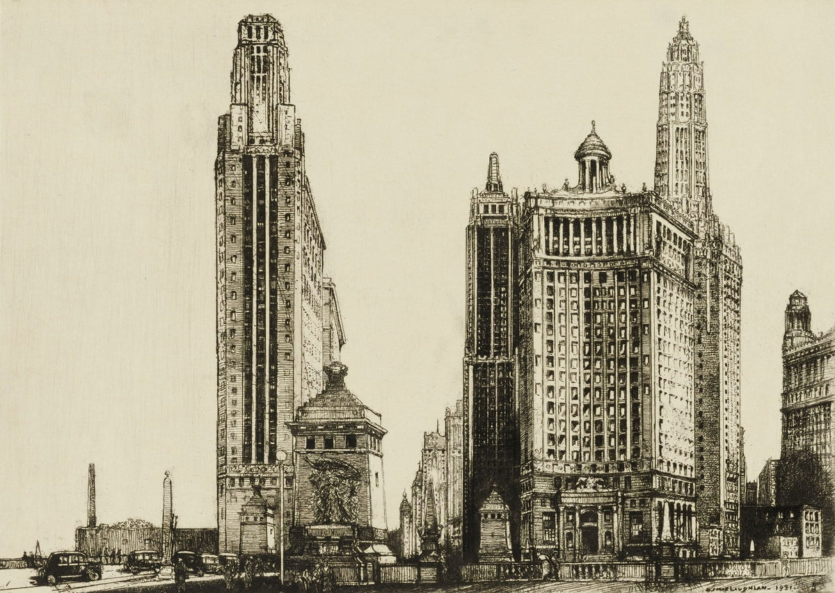 Chicago, the Gateway Illustration Mural Wallpaper - pure wallpaper artwork