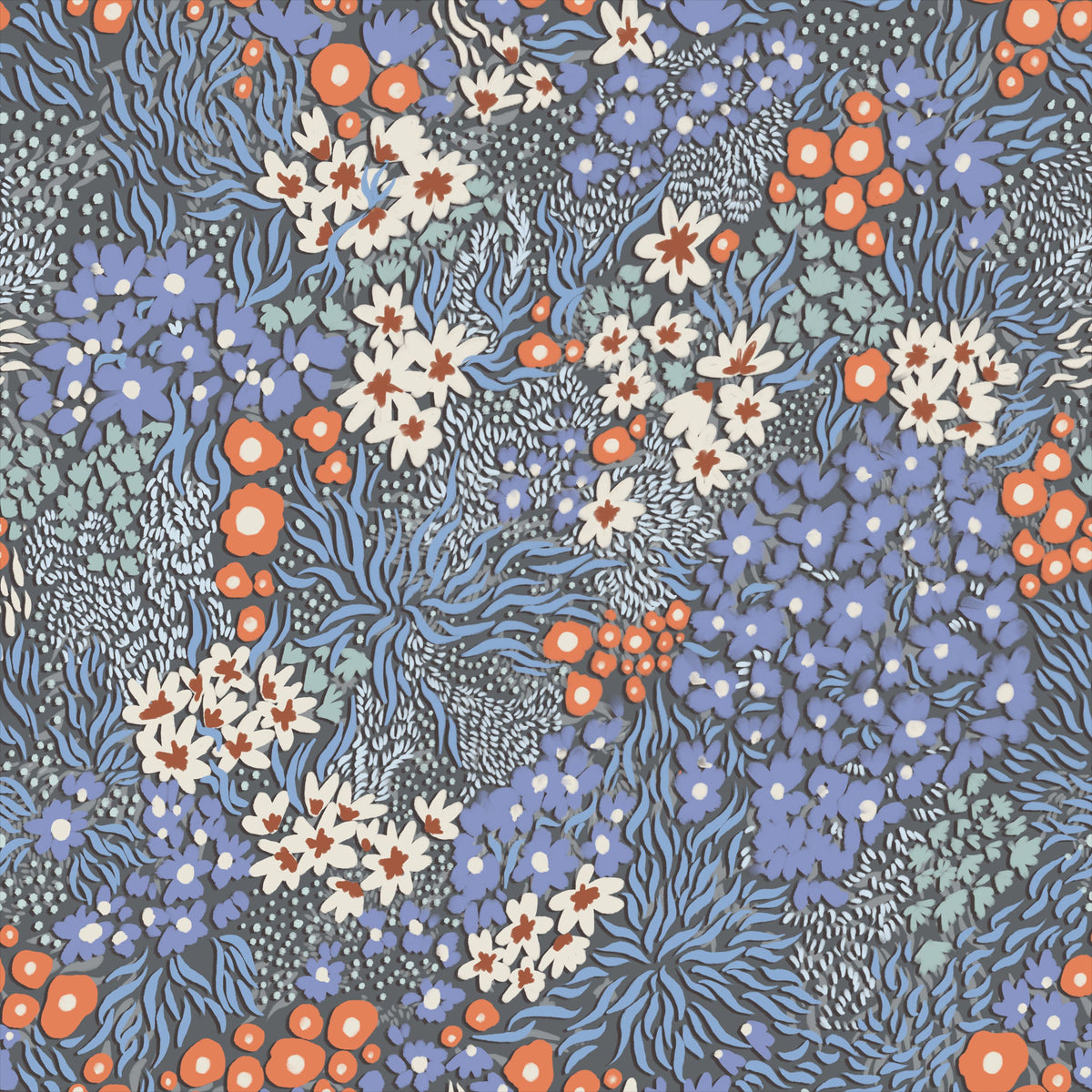 Floral Sparklers, Periwinkle Mural Wallpaper - pure wallpaper artwork