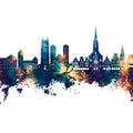 Münster Germany Skyline Blue & Bronze Mural Wallpaper - pure wallpaper artwork